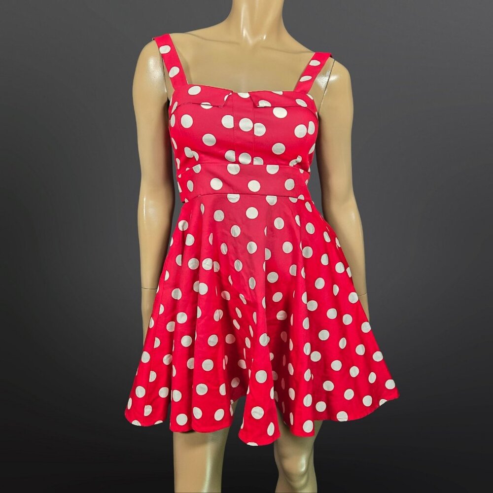 Ixia ModCloth Red Polka Dot Fit Flare Mini Dress Size S Retro 50s Rockabilly